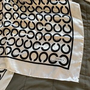 Vintage Coach Monogram Black and White Scarf 35” Square